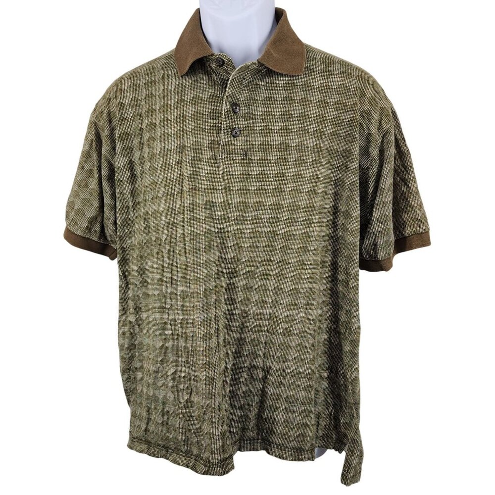 Men's Vintage Kenneth Gordon Geometric Design Polo Shirt Medium Imported Cotton